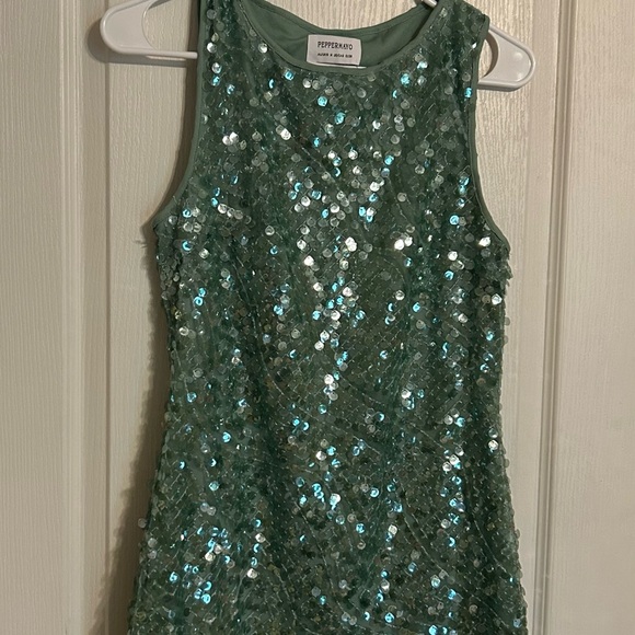 Peppermayo Tongue Tied Sequin Mini Dress - Mint - Picture 3 of 7